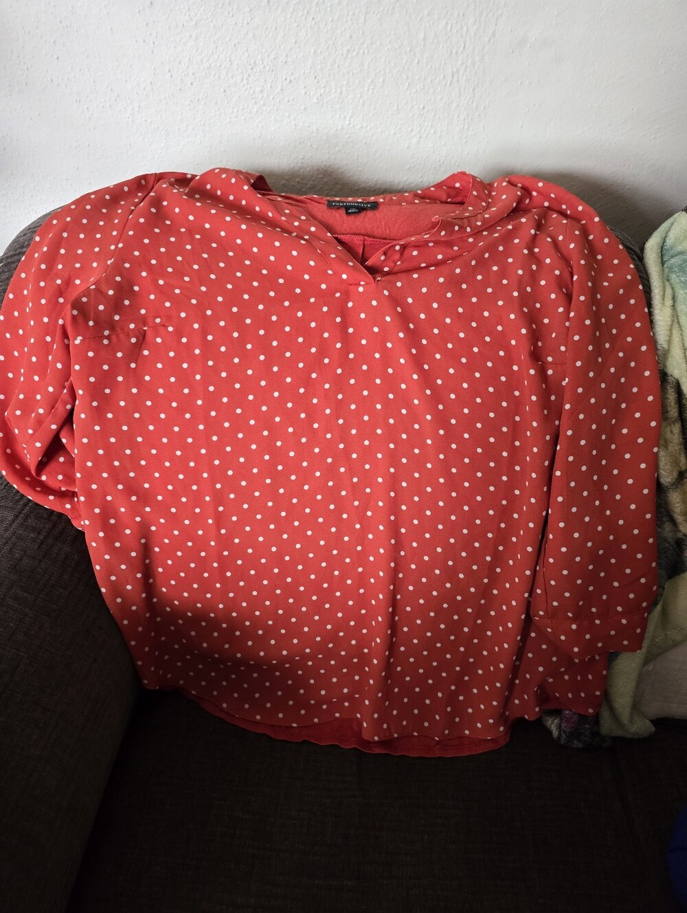 Polka Dot V-Neck Blouse in Red by Ann Taylor